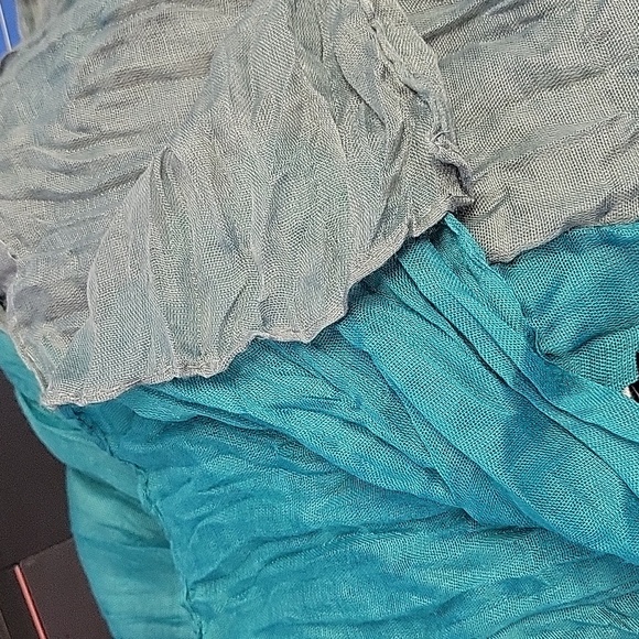 Teal Gray 2 Layer Scarf 14" x 70" New - Picture 3 of 3